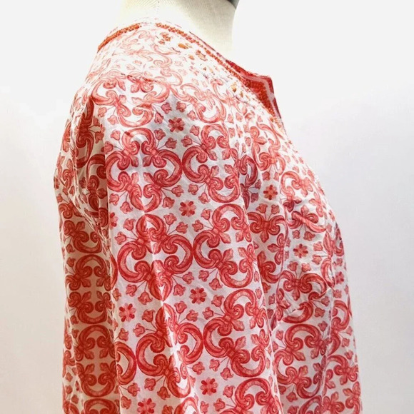 CHARTER CLUB Women Long Sleeve Pull Over V-Neck Beaded Orange Shirt Size Small - Picture 5 of 14